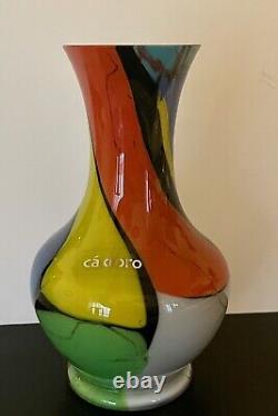 Cá d Oro HAND BLOWN GLASS VASE COLORED SPLINTERS EFFECT MURANOSTYLE ART GLASS