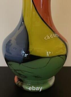 Cá d Oro HAND BLOWN GLASS VASE COLORED SPLINTERS EFFECT MURANOSTYLE ART GLASS