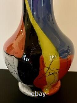 Cá d Oro HAND BLOWN GLASS VASE COLORED SPLINTERS EFFECT MURANOSTYLE ART GLASS