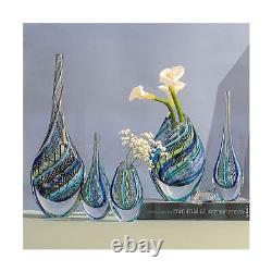 Cá d'Oro Small Drop Glass Vase Hippie Blue/Green Canes Hand Blown Murano-St