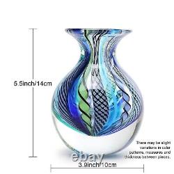 Cá d'Oro Small Glass Vase Hippie Blue/Green Canes Hand Blown Murano-Style A