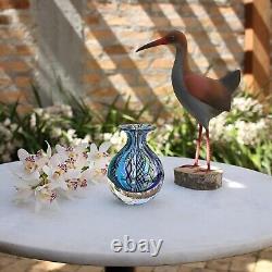 Cá d'Oro Small Glass Vase Hippie Blue/Green Canes Hand Blown Murano-Style A