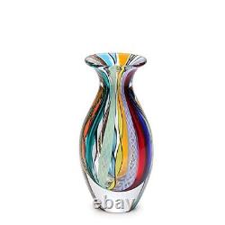 Cá d'Oro Small Glass Vase Hippie Colored Canes Hand Blown Murano-Style Art Gl