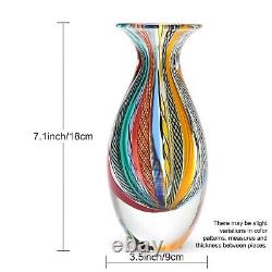 Cá d'Oro Small Glass Vase Hippie Colored Canes Hand Blown Murano-Style Art Gl