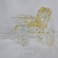 Campanella Murano Hand Blown Glass Saint Mark Winged Lion Figurine Gold Venitian