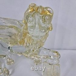Campanella Murano Hand Blown Glass Saint Mark Winged Lion Figurine Gold Venitian