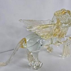 Campanella Murano Hand Blown Glass Saint Mark Winged Lion Figurine Gold Venitian