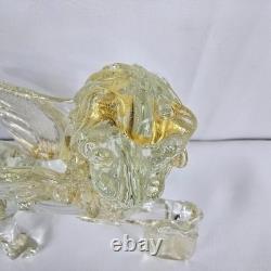 Campanella Murano Hand Blown Glass Saint Mark Winged Lion Figurine Gold Venitian