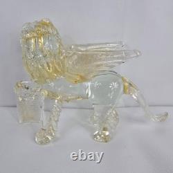 Campanella Murano Hand Blown Glass Saint Mark Winged Lion Figurine Gold Venitian