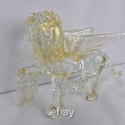 Campanella Murano Hand Blown Glass Saint Mark Winged Lion Figurine Gold Venitian