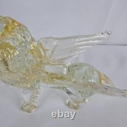 Campanella Murano Hand Blown Glass Saint Mark Winged Lion Figurine Gold Venitian