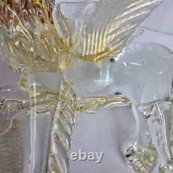 Campanella Murano Hand Blown Glass Saint Mark Winged Lion Figurine Gold Venitian