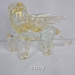 Campanella Murano Hand Blown Glass Saint Mark Winged Lion Figurine Gold Venitian