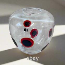Carlo Moretti Hand Blown Murano Glass Red Black Clear Vase