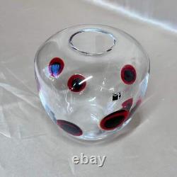 Carlo Moretti Hand Blown Murano Glass Red Black Clear Vase