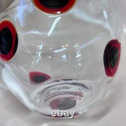 Carlo Moretti Hand Blown Murano Glass Red Black Clear Vase