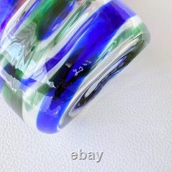 Carlo Moretti Murano Glass Tumblers Set of 3 Blue Green Hand Blown Italy Boxed