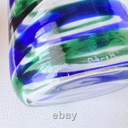 Carlo Moretti Murano Glass Tumblers Set of 3 Blue Green Hand Blown Italy Boxed