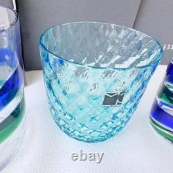 Carlo Moretti Murano Glass Tumblers Set of 3 Blue Green Hand Blown Italy Boxed