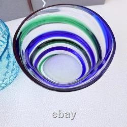 Carlo Moretti Murano Glass Tumblers Set of 3 Blue Green Hand Blown Italy Boxed