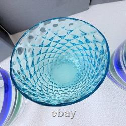 Carlo Moretti Murano Glass Tumblers Set of 3 Blue Green Hand Blown Italy Boxed