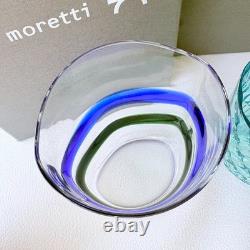 Carlo Moretti Murano Glass Tumblers Set of 3 Blue Green Hand Blown Italy Boxed