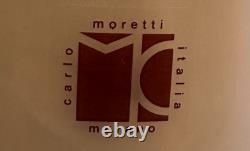 Carlo Moretti Murano Glass Vase 12 Hand-Blown Clear Etched Line Design- Italy