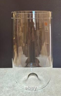 Carlo Moretti Murano Glass Vase 12 Hand-Blown Clear Etched Line Design- Italy
