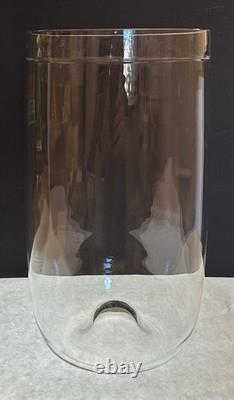 Carlo Moretti Murano Glass Vase 12 Hand-Blown Clear Etched Line Design- Italy