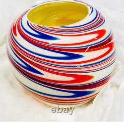 Carlo Moretti Murano Glass Vase Archive Revival Marbled Sphere Hand Blown Italy