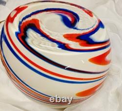 Carlo Moretti Murano Glass Vase Archive Revival Marbled Sphere Hand Blown Italy