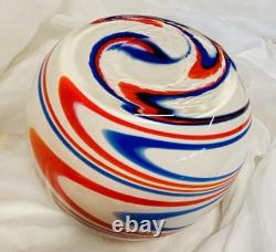 Carlo Moretti Murano Glass Vase Archive Revival Marbled Sphere Hand Blown Italy