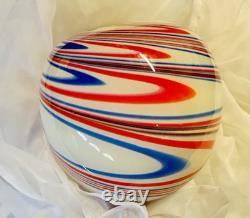 Carlo Moretti Murano Glass Vase Archive Revival Marbled Sphere Hand Blown Italy