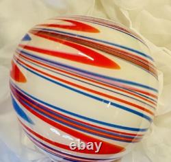 Carlo Moretti Murano Glass Vase Archive Revival Marbled Sphere Hand Blown Italy