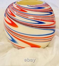 Carlo Moretti Murano Glass Vase Archive Revival Marbled Sphere Hand Blown Italy