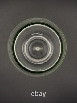 Carlo Moretti Murano Green Striped Tumbler Signed Hand Blown Italy