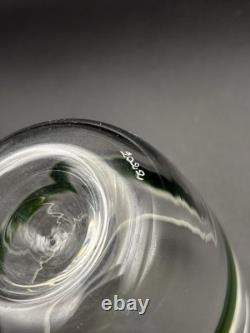 Carlo Moretti Murano Green Striped Tumbler Signed Hand Blown Italy