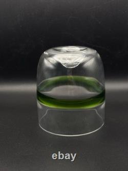 Carlo Moretti Murano Green Striped Tumbler Signed Hand Blown Italy