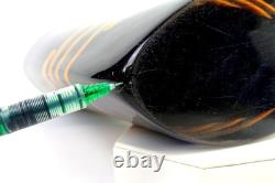 Carlo Moretti Signed Murano Glass Blue & Orange Cased 10 3/8 Oval Vase 1960-80s