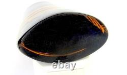 Carlo Moretti Signed Murano Glass Blue & Orange Cased 10 3/8 Oval Vase 1960-80s