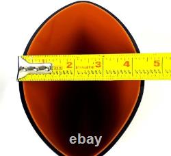 Carlo Moretti Signed Murano Glass Blue & Orange Cased 10 3/8 Oval Vase 1960-80s