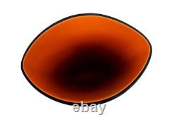 Carlo Moretti Signed Murano Glass Blue & Orange Cased 10 3/8 Oval Vase 1960-80s