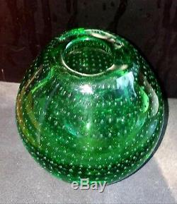 Carlos Scarpa Green Vase with Bullicante Bubbles Murano, Italy
