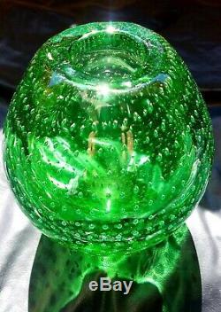 Carlos Scarpa Green Vase with Bullicante Bubbles Murano, Italy