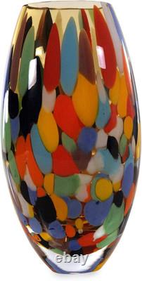 Carnival Confetti Hand Blown Murano Style Art Glass Vase Multicolor Delight Carnival Confetti Hand Blown Murano Style Art Glass Vase Multicolor Delight