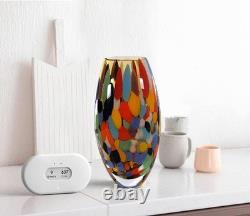 Carnival Confetti Hand Blown Murano Style Art Glass Vase Multicolor Delight