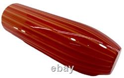 Cenedese Murano Art Glass Vase Orange Red Stripes Hand Blown 15.25 Signed Italy