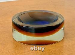 Cenedese Murano Italy Italian Sommerso Art Glass Geode Bowl Vtg Seguso Poli Mcm