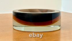 Cenedese Murano Italy Italian Sommerso Art Glass Geode Bowl Vtg Seguso Poli Mcm