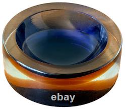 Cenedese Murano Italy Italian Sommerso Art Glass Geode Bowl Vtg Seguso Poli Mcm